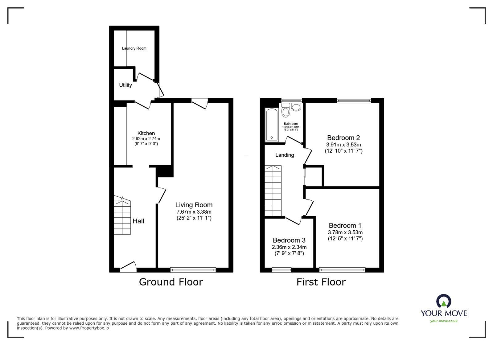 Floorplan of 3 bedroom Mid Terrace House for sale, BADLOW CLOSE, ERITH, DA8