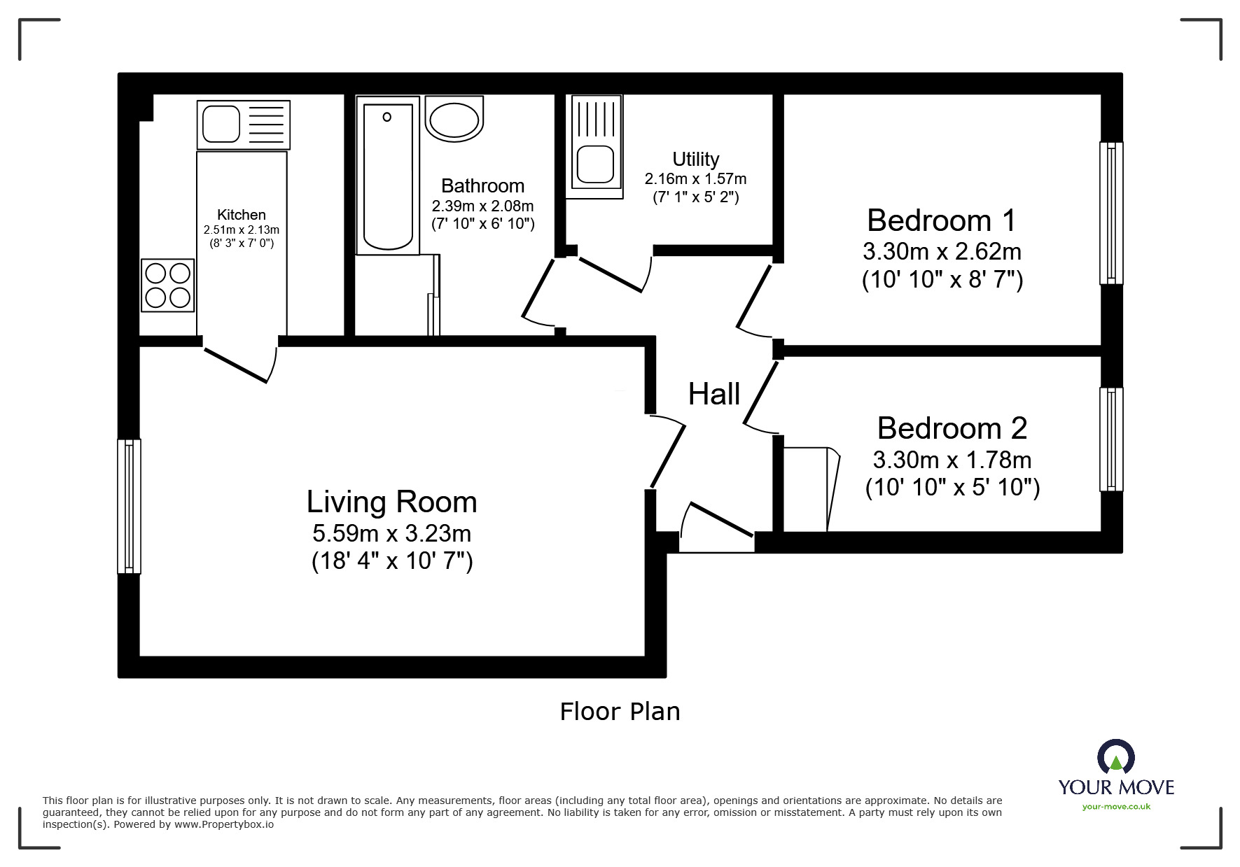 Floorplan of 2 bedroom Flat to rent, Cricketers Close, Erith, DA8