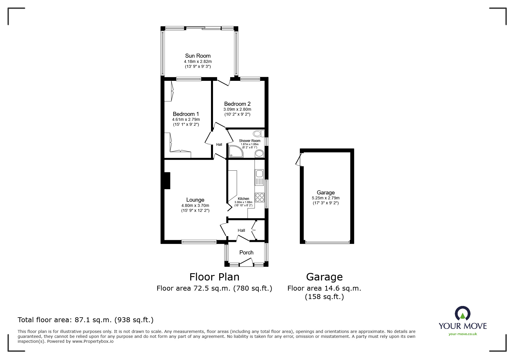 Floorplan of 2 bedroom Semi Detached House for sale, Willow Road, North Hykeham, Lincolnshire, LN6