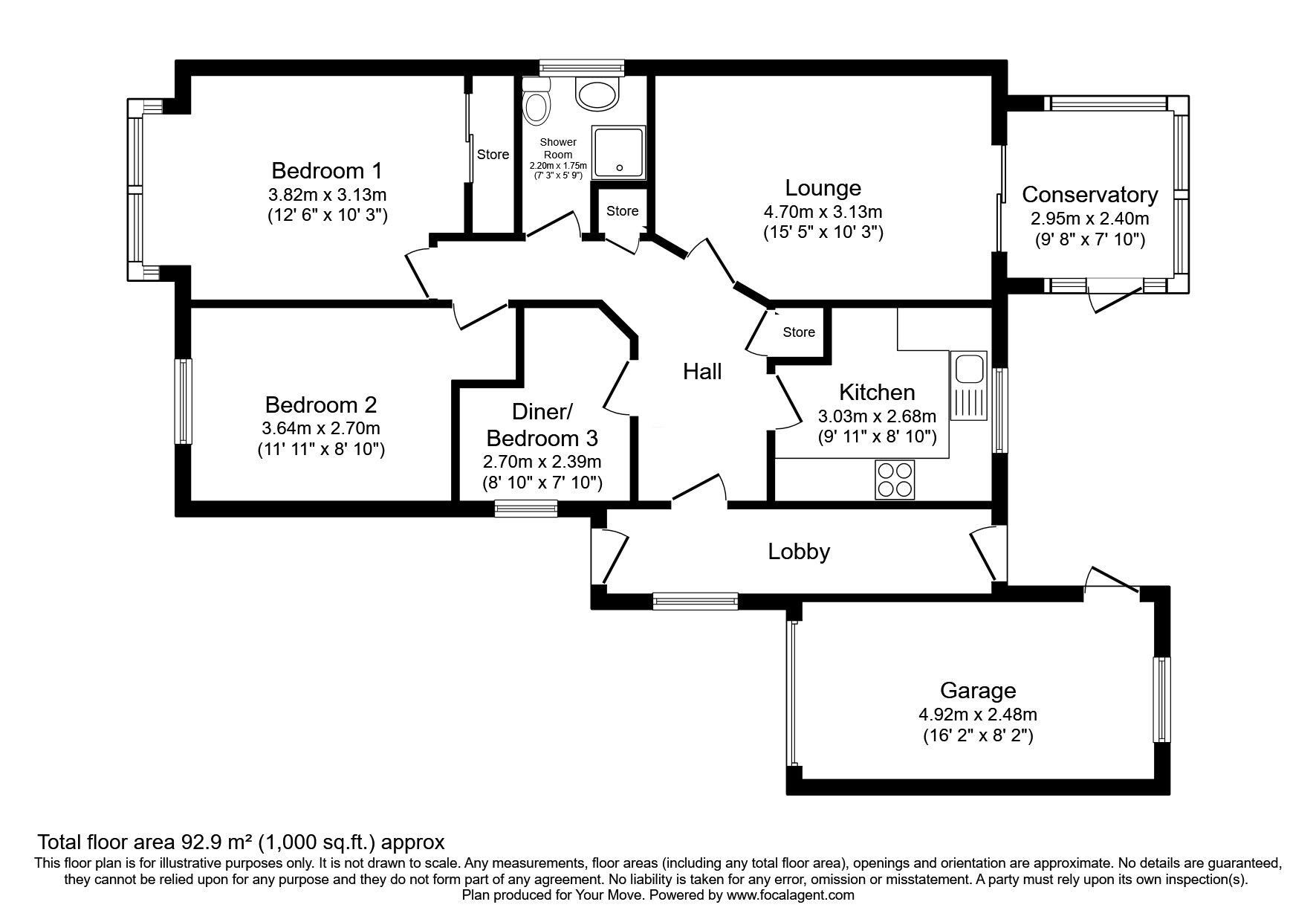 Floorplan of 3 bedroom Detached Bungalow for sale, Hales Lane, Navenby, Lincolnshire, LN5