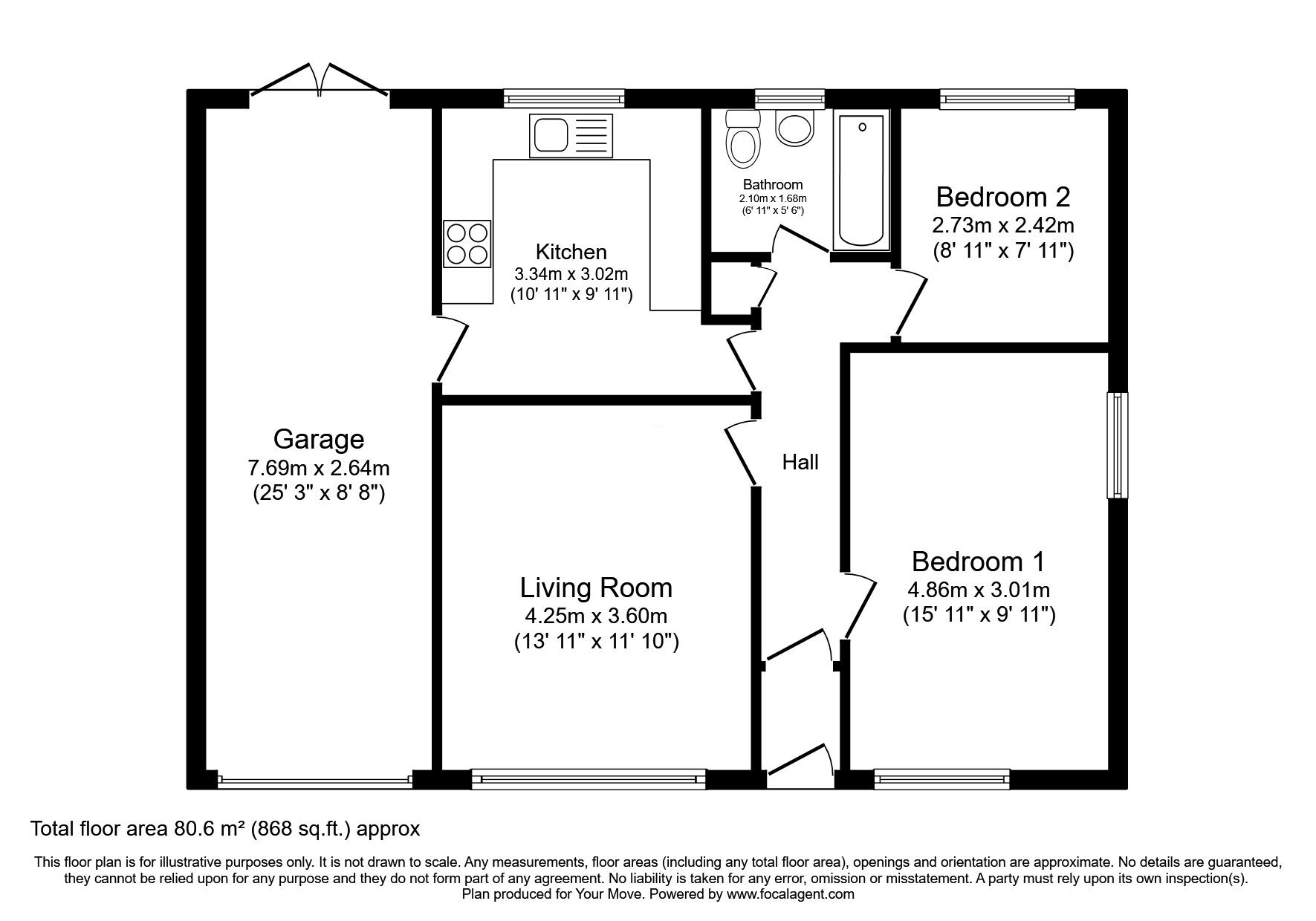 Floorplan of 2 bedroom Detached Bungalow for sale, Manor Road, North Hykeham, Lincolnshire, LN6
