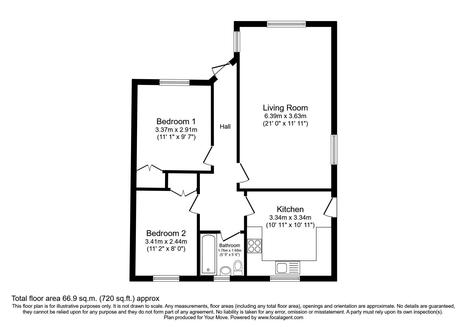 Floorplan of 2 bedroom Detached Bungalow for sale, Manor Road, North Hykeham, Lincolnshire, LN6