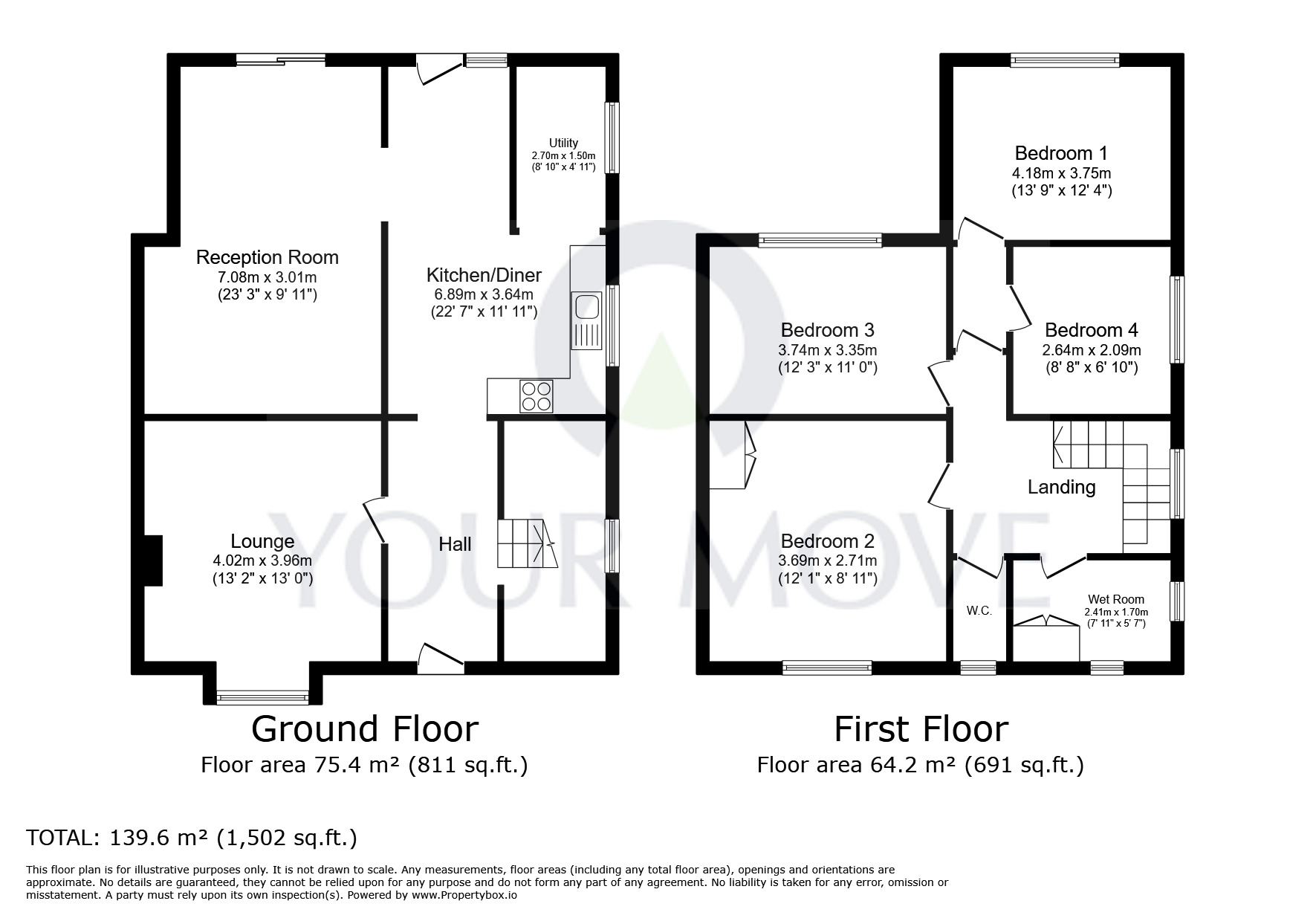 Floorplan of 4 bedroom Semi Detached House for sale, Matlock Drive, North Hykeham, Lincolnshire, LN6