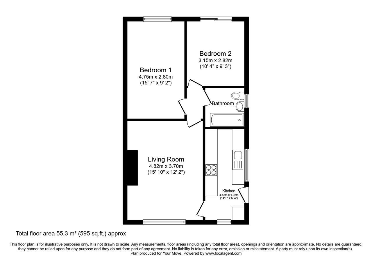 Floorplan of 2 bedroom Semi Detached Bungalow for sale, Ash Grove, North Hykeham, Lincolnshire, LN6