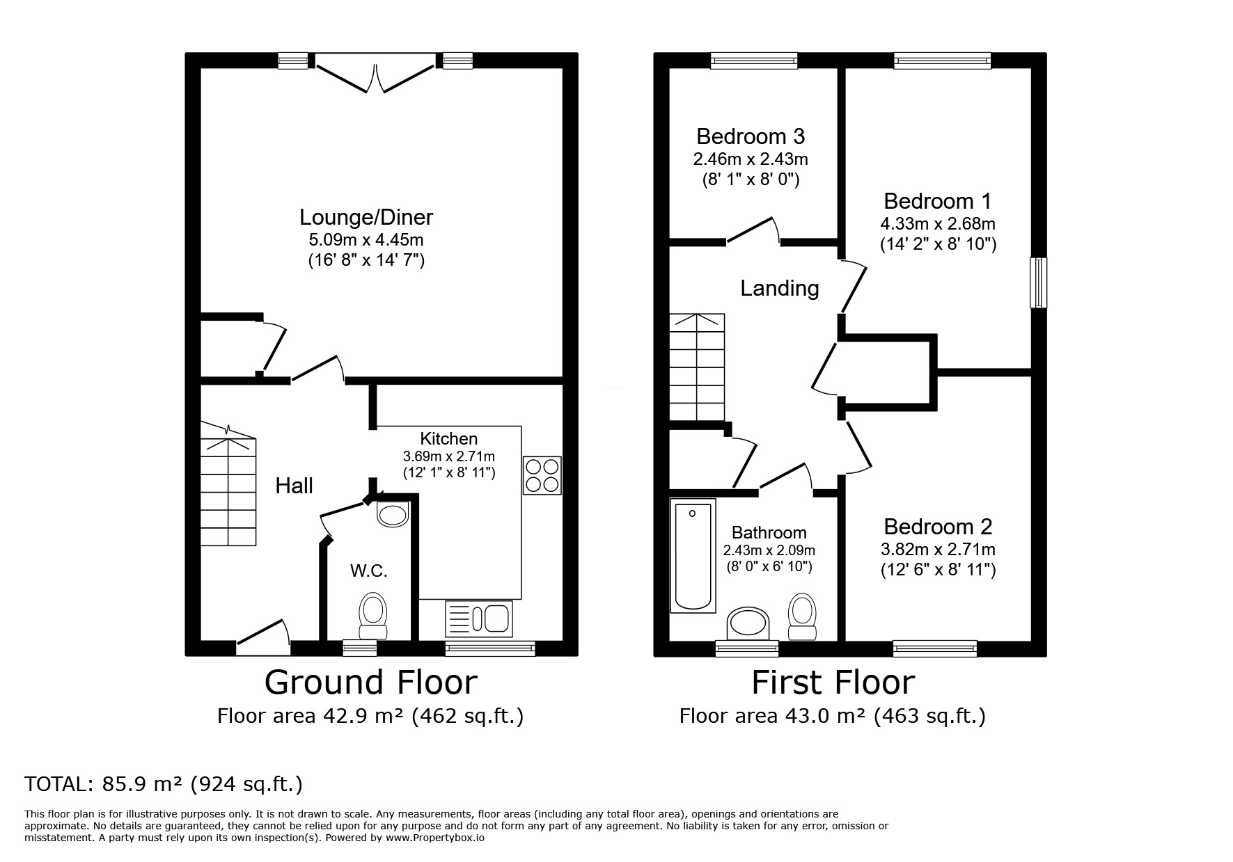 Floorplan of 3 bedroom End Terrace House for sale, Pavillion Gardens, Lincoln, Lincolnshire, LN6