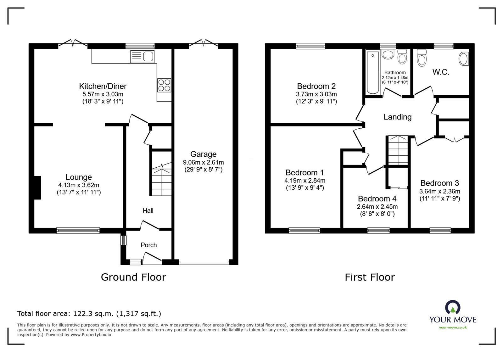 Floorplan of 4 bedroom Semi Detached House for sale, Dore Avenue, North Hykeham, Lincolnshire, LN6