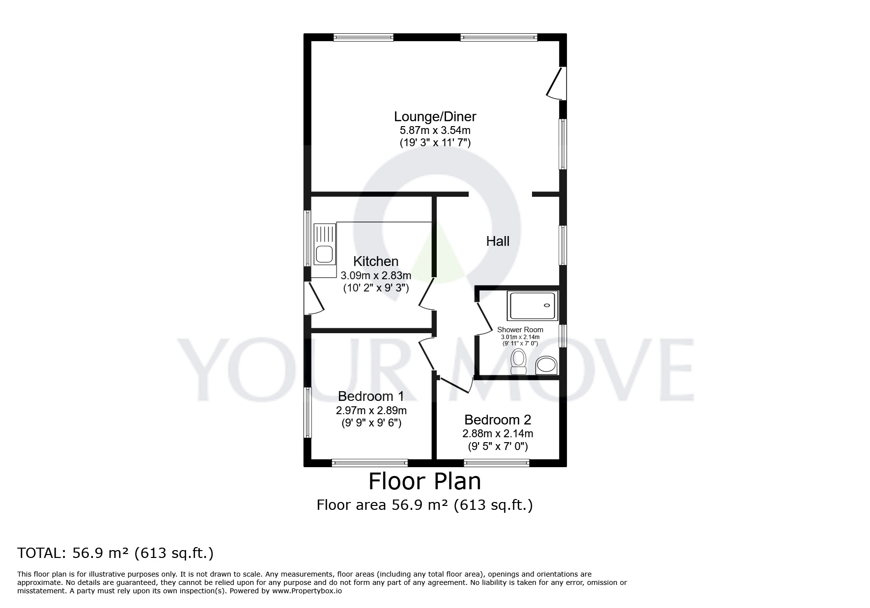 Floorplan of 2 bedroom Detached Property for sale, Broxburn Park, South Hykeham, Lincolnshire, LN6