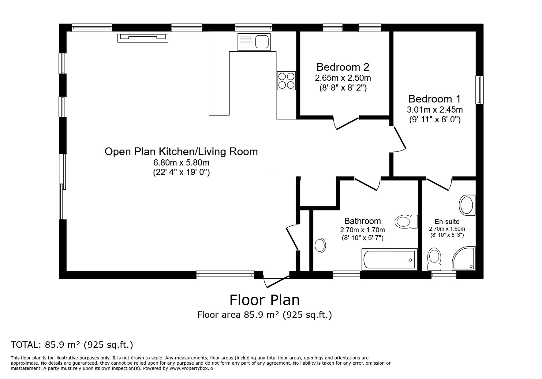 Floorplan of 2 bedroom Detached Property for sale, Cathedral View Newark Road, Aubourn, Lincolnshire, LN5