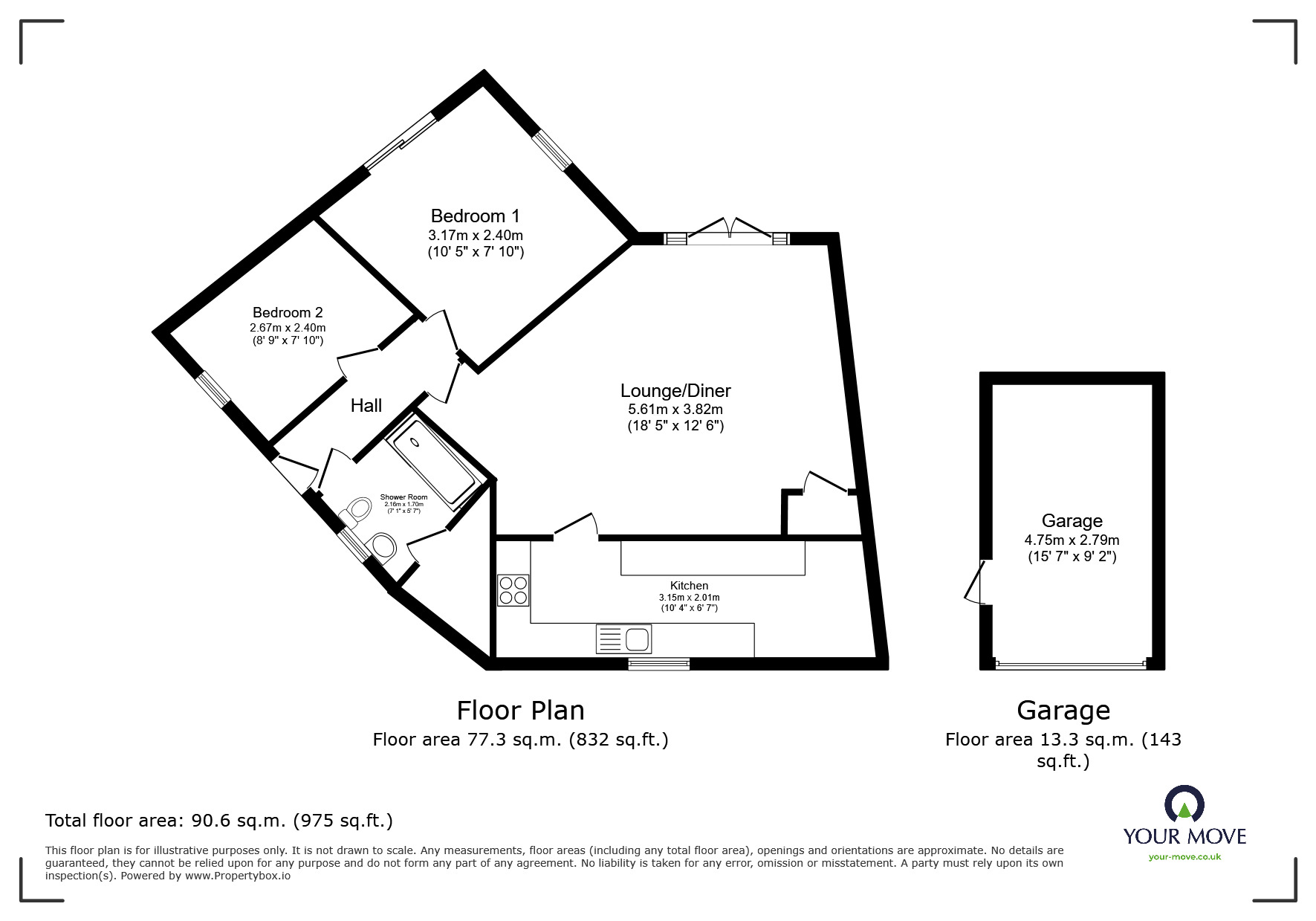 Floorplan of 2 bedroom Flat for sale, Caesar Road, North Hykeham, Lincolnshire, LN6