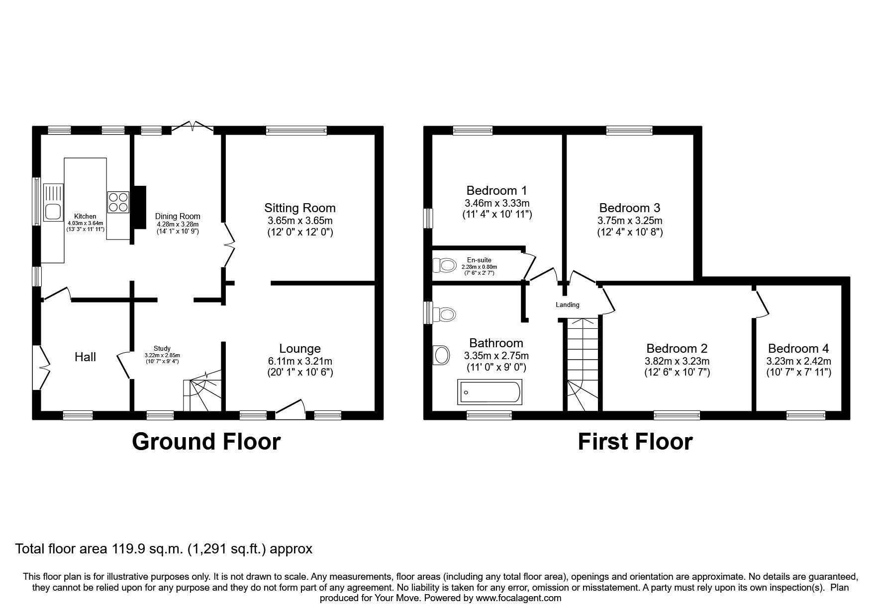 Floorplan of 4 bedroom Semi Detached House for sale, Fen Lane, Balderton, Nottinghamshire, NG24