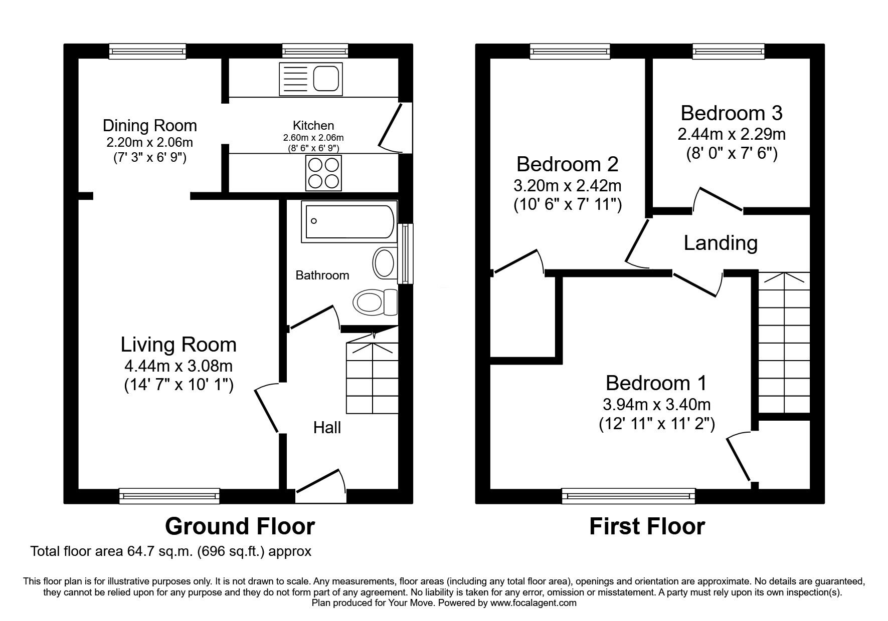 Floorplan of 3 bedroom Semi Detached House for sale, Bangor Close, Lincoln, Lincolnshire, LN5
