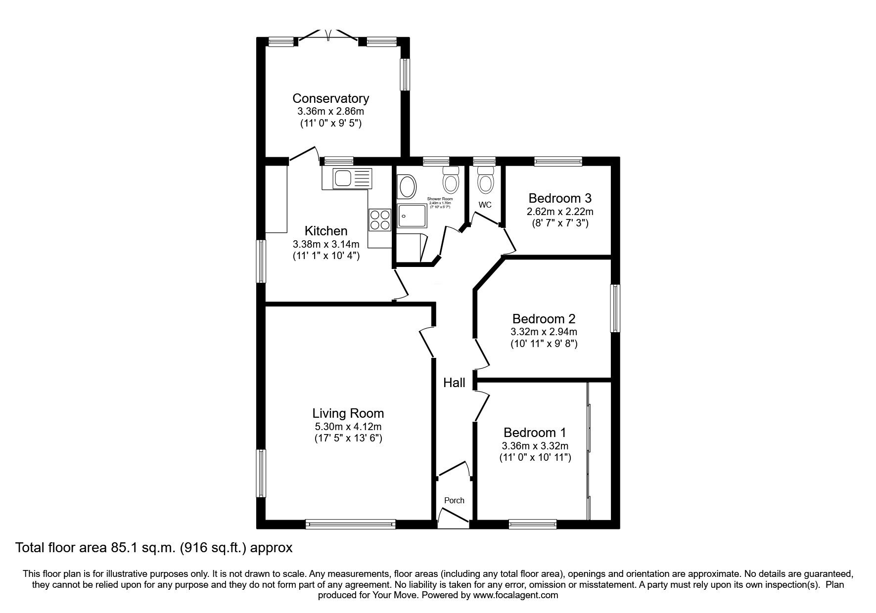 Floorplan of 3 bedroom Detached Bungalow for sale, Jaguar Drive, North Hykeham, Lincolnshire, LN6