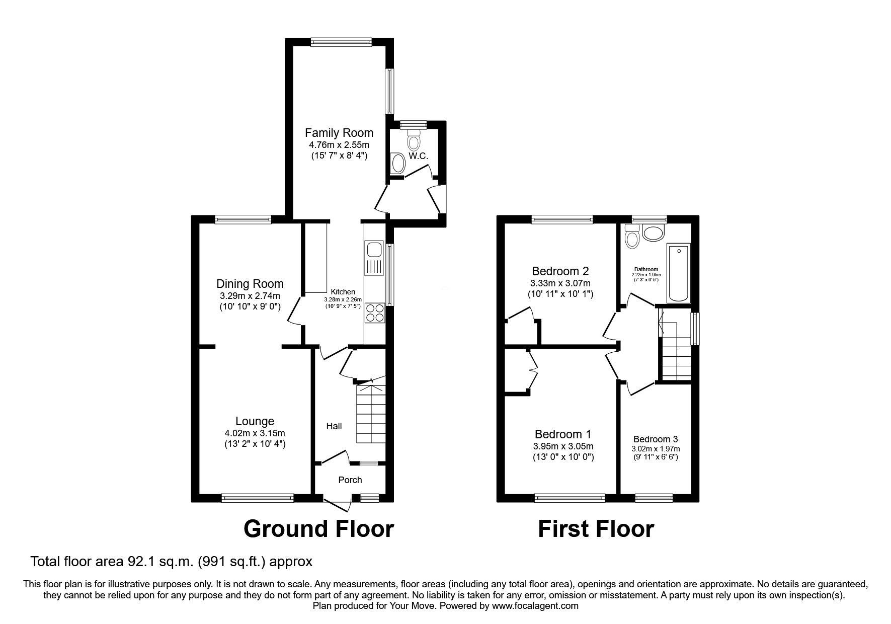 Floorplan of 3 bedroom Semi Detached House for sale, Laburnum Close, North Hykeham, Lincolnshire, LN6