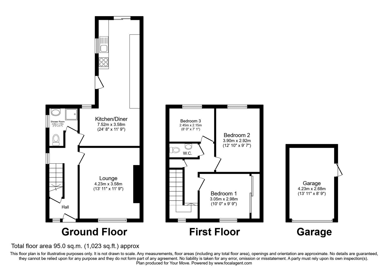 Floorplan of 3 bedroom Semi Detached House for sale, Chestnut Road, North Hykeham, Lincolnshire, LN6