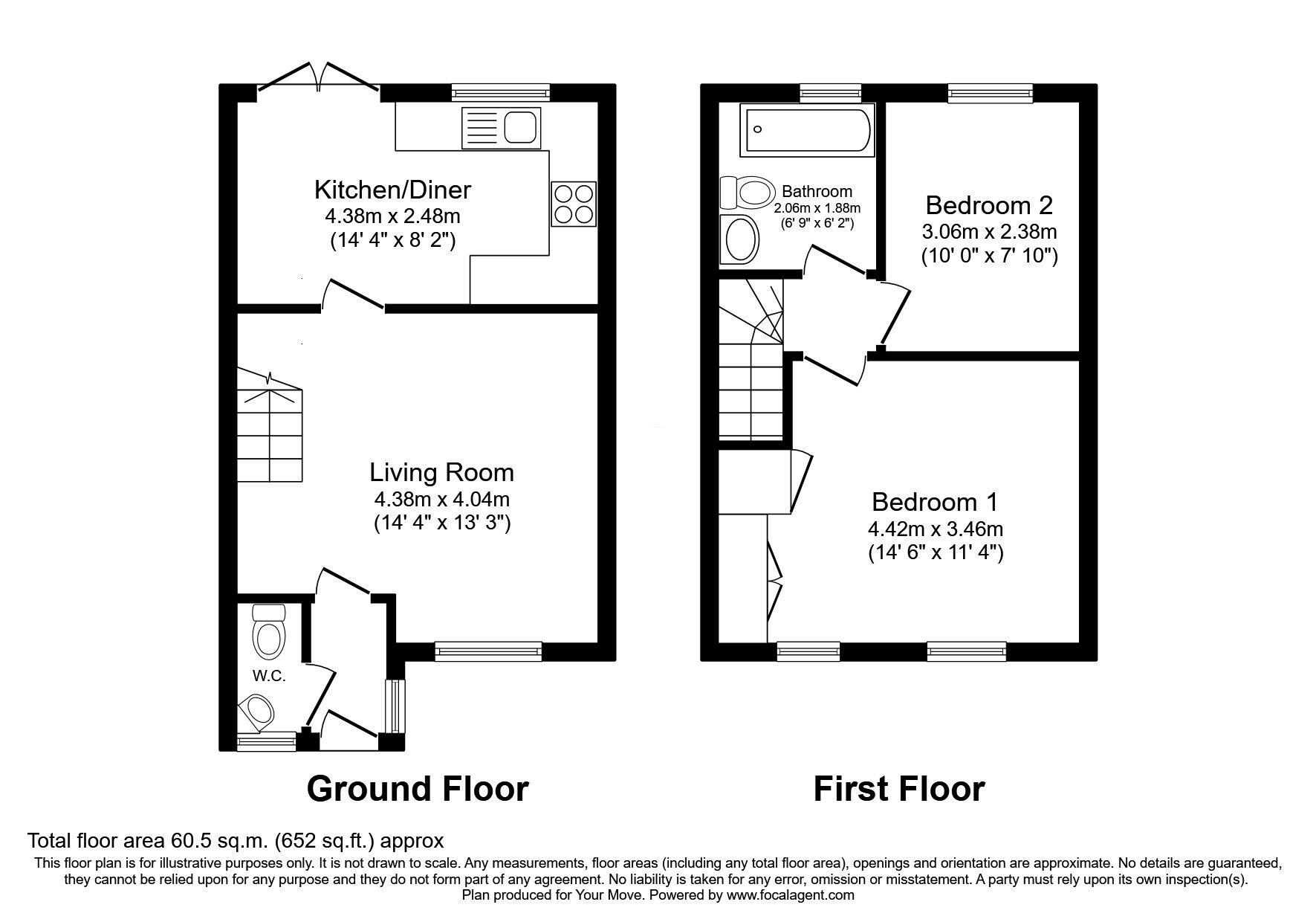 Floorplan of 2 bedroom Semi Detached House for sale, Julius Way, North Hykeham, Lincolnshire, LN6
