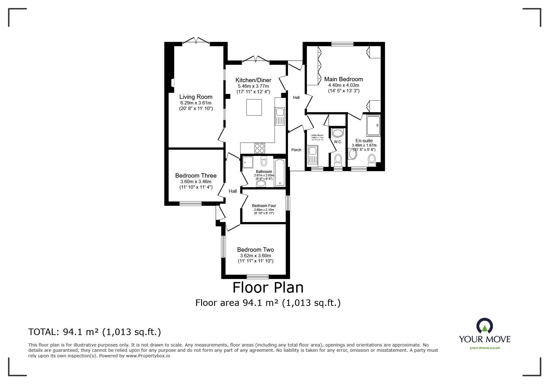 Floorplan of 4 bedroom Semi Detached Bungalow for sale, Main Street, South Muskham, Nottinghamshire, NG23