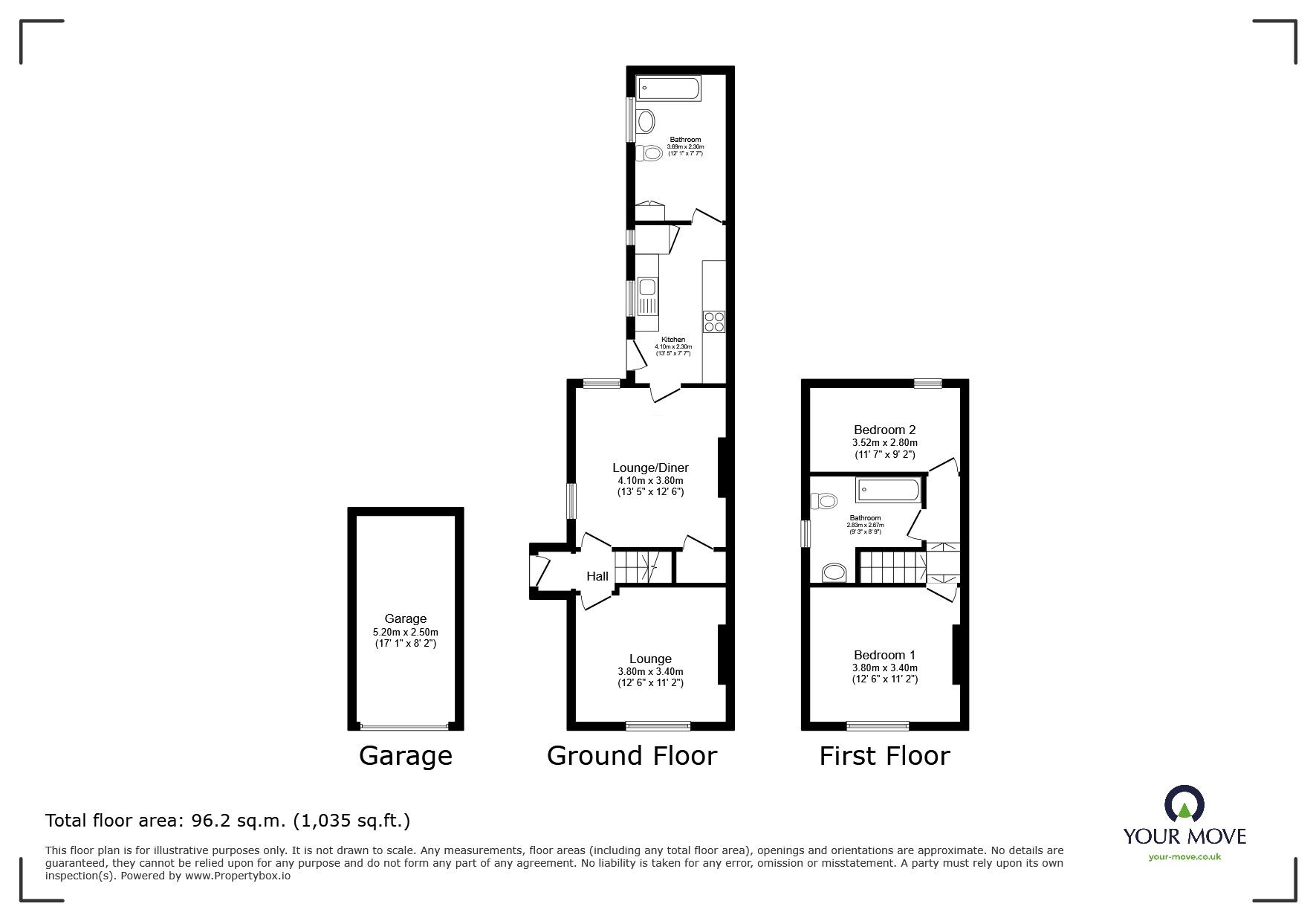 Floorplan of 2 bedroom Semi Detached House for sale, Moor Lane, North Hykeham, Lincolnshire, LN6