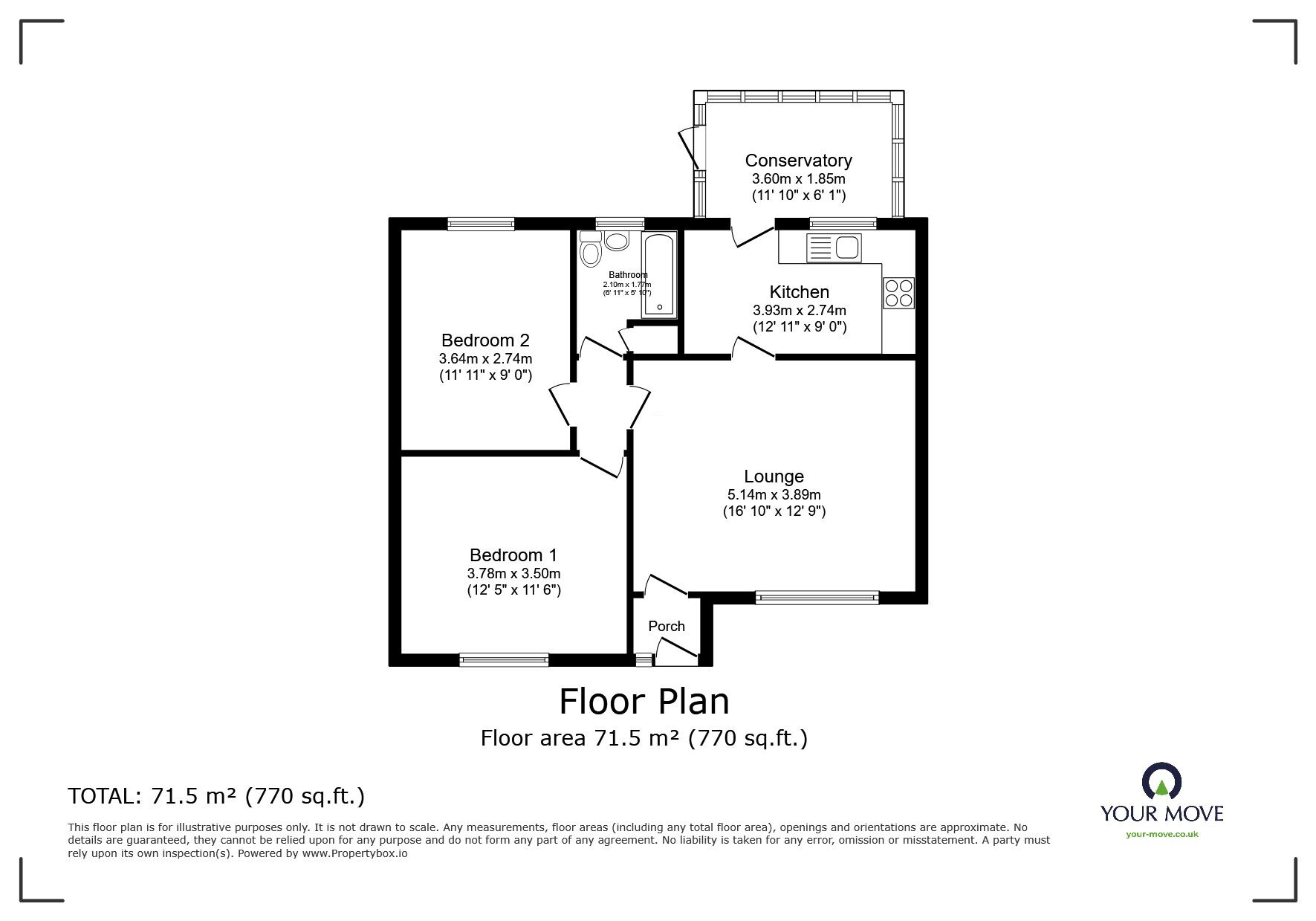 Floorplan of 2 bedroom Detached Bungalow for sale, Fisher Close, Collingham, Nottinghamshire, NG23