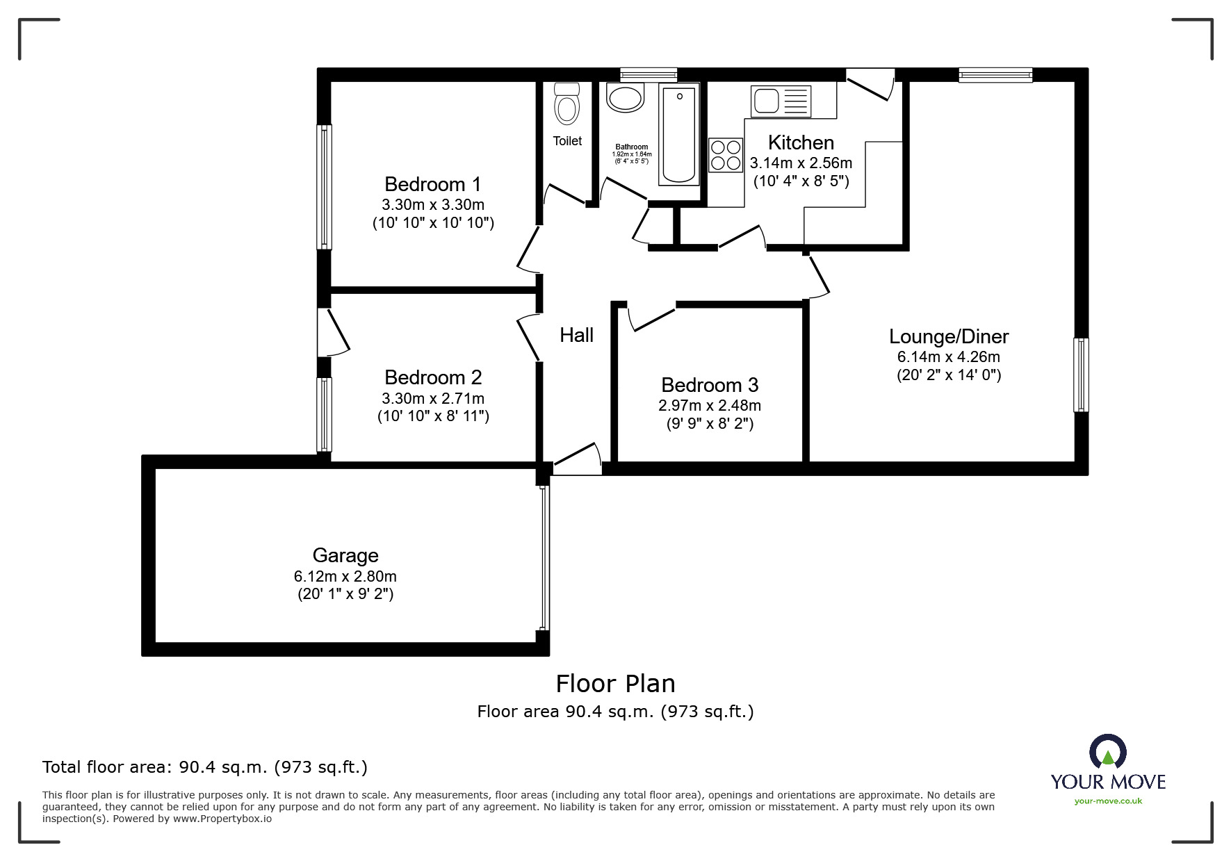 Floorplan of 3 bedroom Detached Bungalow for sale, Meadow Close, North Hykeham, Lincolnshire, LN6