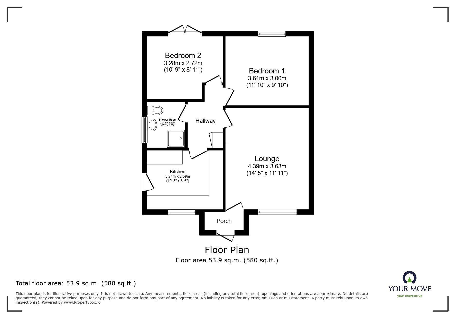Floorplan of 2 bedroom Detached Bungalow for sale, Adam Close, Lincoln, Lincolnshire, LN6