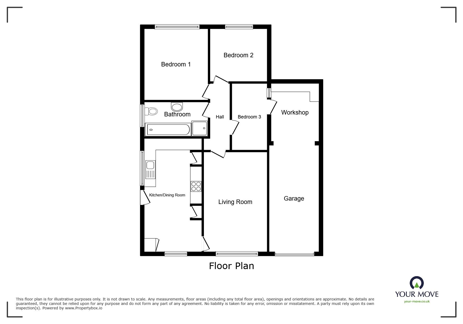 Floorplan of 3 bedroom Detached Bungalow for sale, Jaguar Drive, North Hykeham, Lincolnshire, LN6