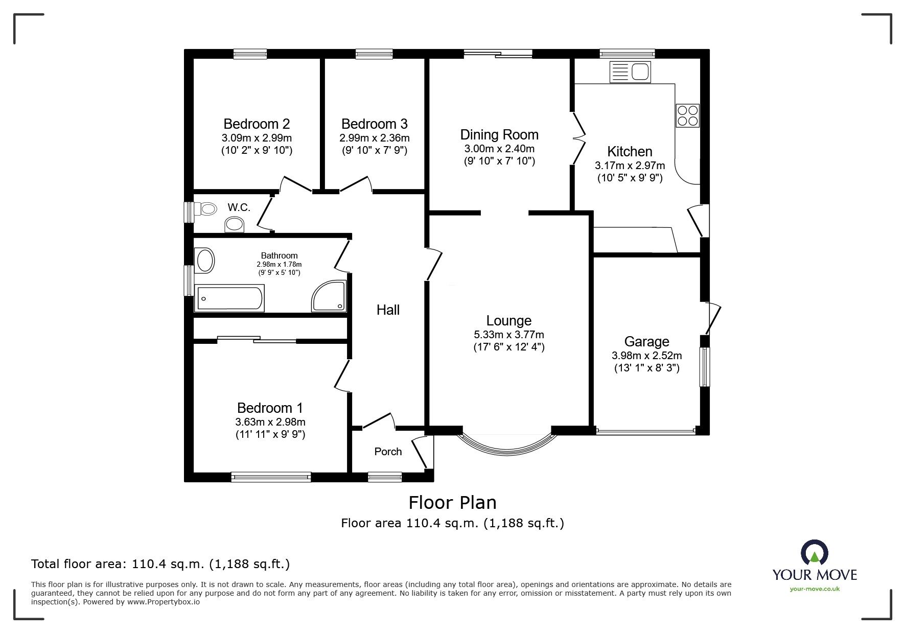 Floorplan of 3 bedroom Detached Bungalow for sale, Bodmin Moor Close, North Hykeham, Lincolnshire, LN6