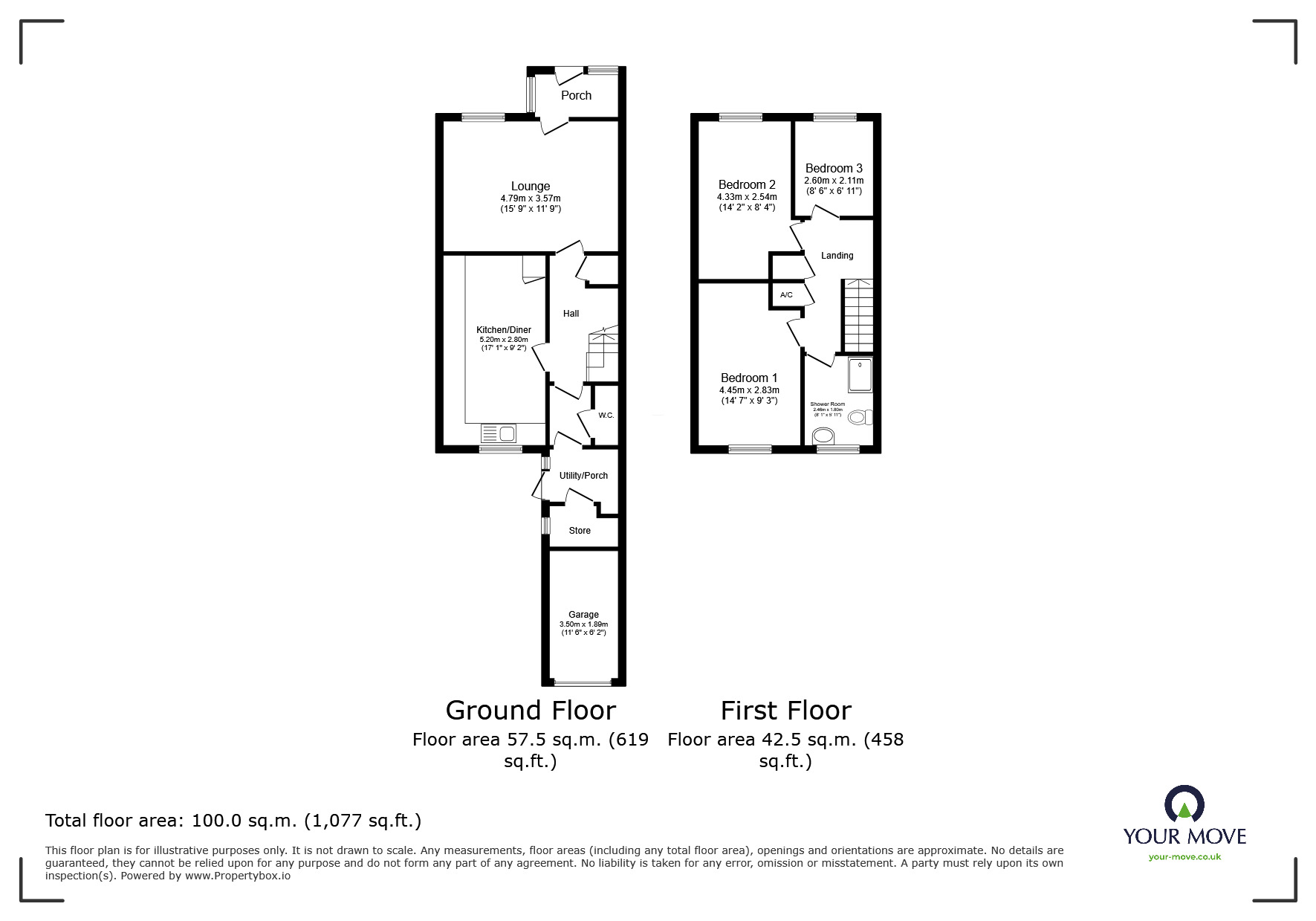 Floorplan of 3 bedroom Mid Terrace House for sale, Millers Road, Waddington, Lincolnshire, LN5