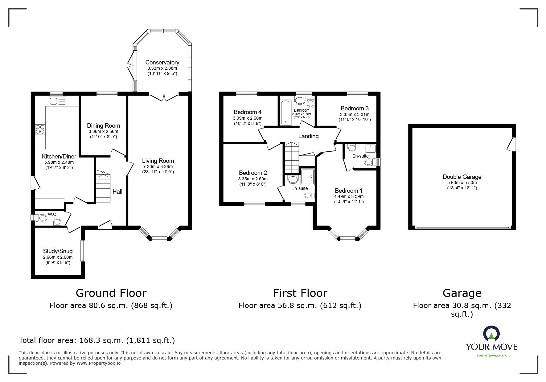 Floorplan of 4 bedroom Detached House for sale, Darwin Close, Waddington, Lincolnshire, LN5