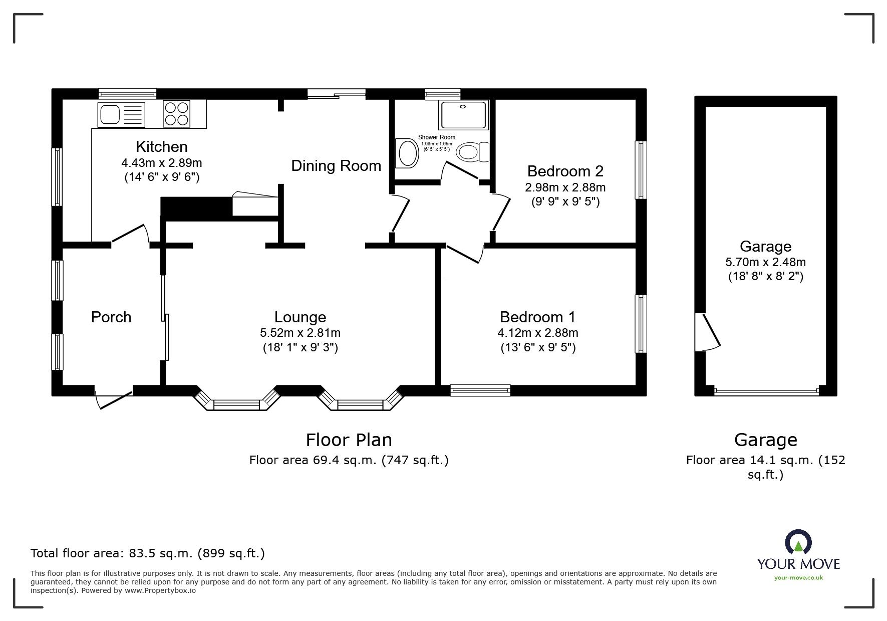Floorplan of 2 bedroom Detached Property for sale, Broxburn Park, South Hykeham, Lincolnshire, LN6