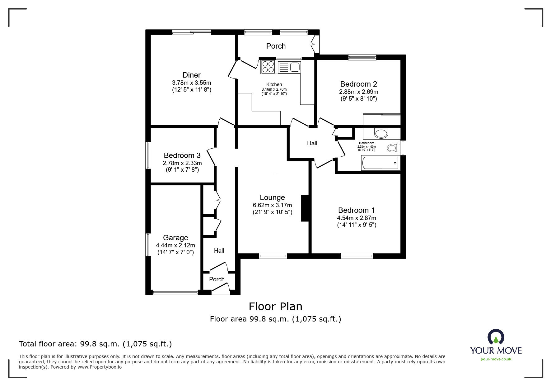 Floorplan of 3 bedroom Detached Bungalow for sale, Conway Drive, North Hykeham, Lincolnshire, LN6
