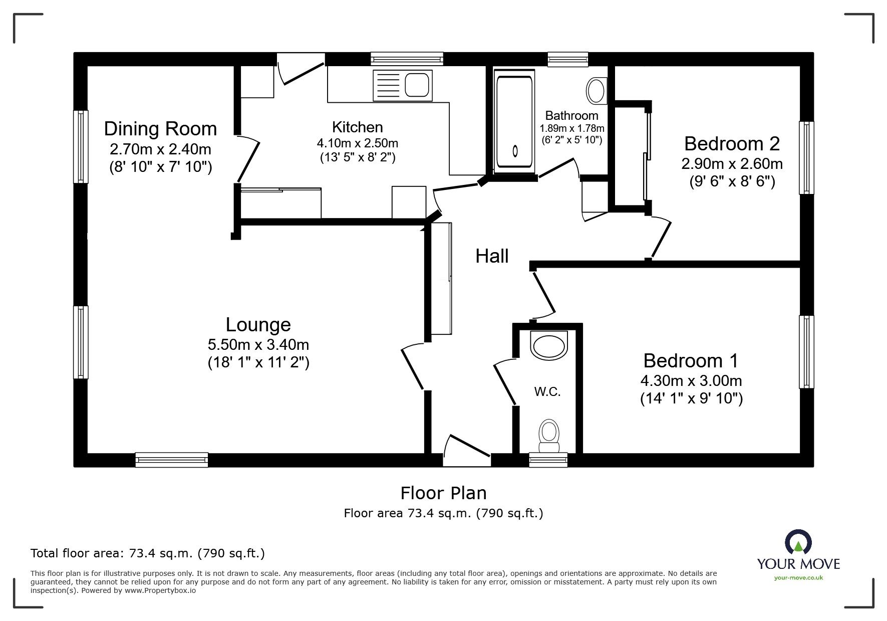 Floorplan of 2 bedroom Detached Property for sale, Broxburn Park, South Hykeham, Lincoln, LN6