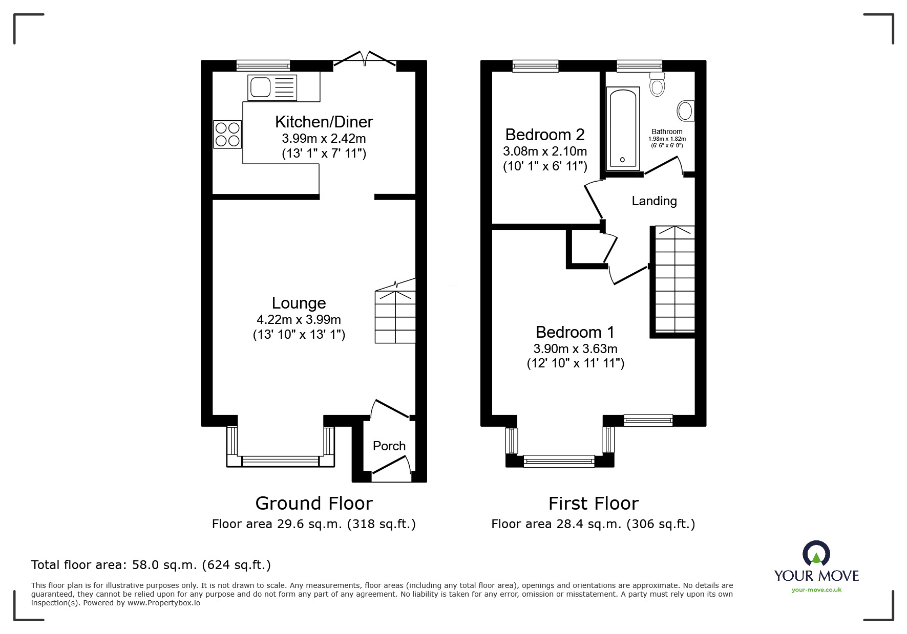 Floorplan of 2 bedroom Semi Detached House for sale, Sycamore Close, Lincoln, Lincolnshire, LN6