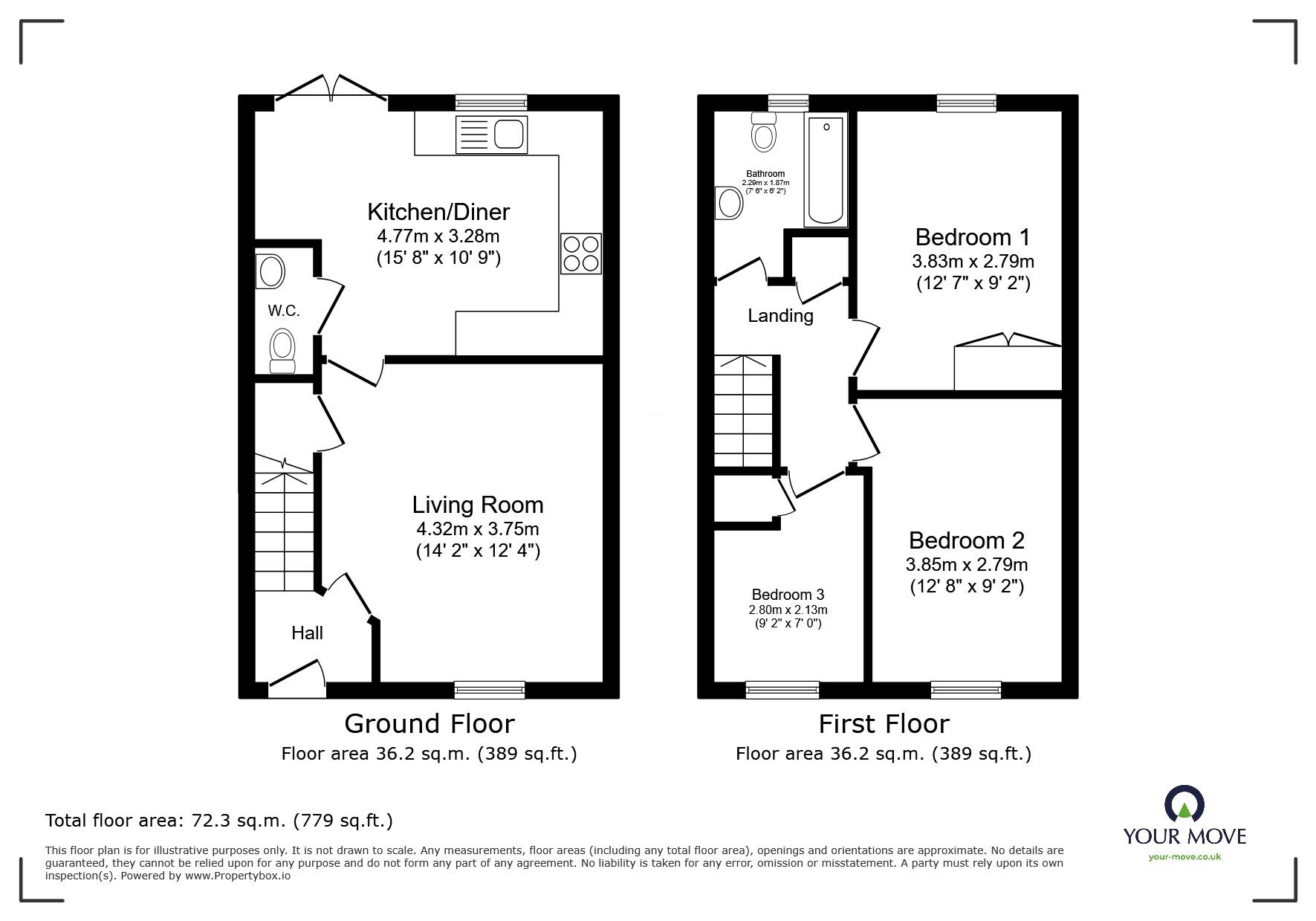 Floorplan of 3 bedroom Semi Detached House for sale, Chapter Close, Lincoln, Lincolnshire, LN6
