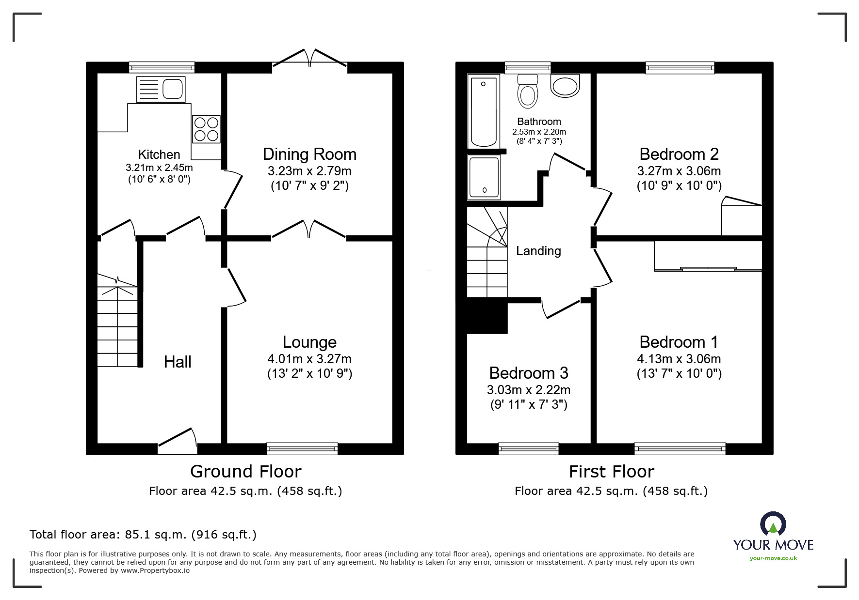 Floorplan of 3 bedroom Semi Detached House to rent, Beverley Grove, North Hykeham, Lincolnshire, LN6