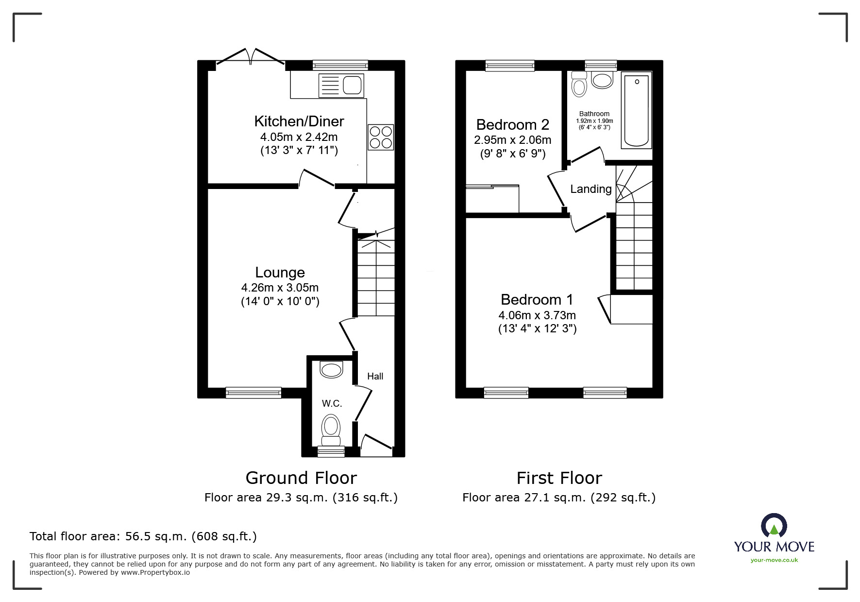Floorplan of 2 bedroom End Terrace House for sale, Crucible Close, North Hykeham, Lincolnshire, LN6