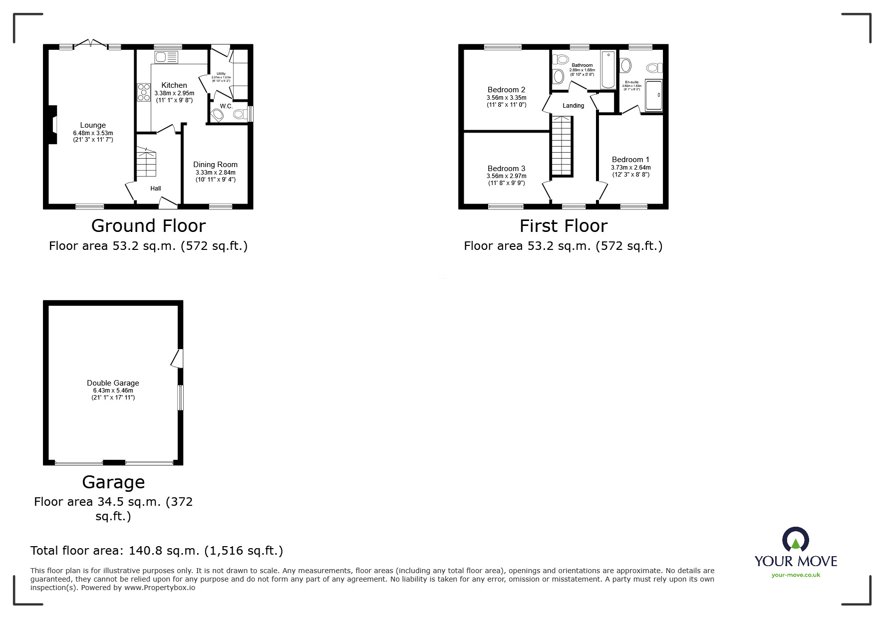 Floorplan of 3 bedroom Detached House for sale, Cockburn Way, Harmston, Lincolnshire, LN5