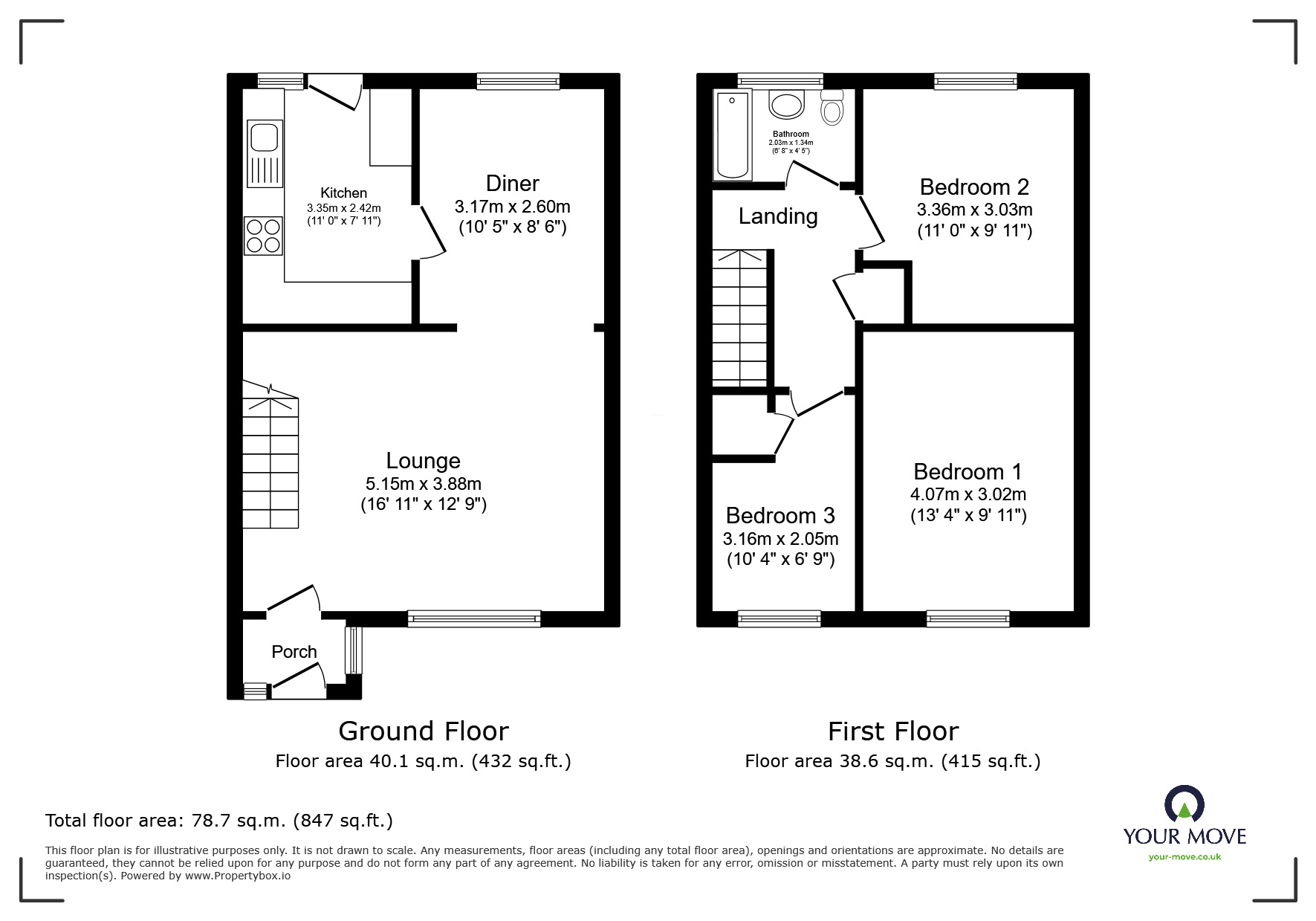 Floorplan of 3 bedroom End Terrace House to rent, Middle Street, North Hykeham, Lincolnshire, LN6