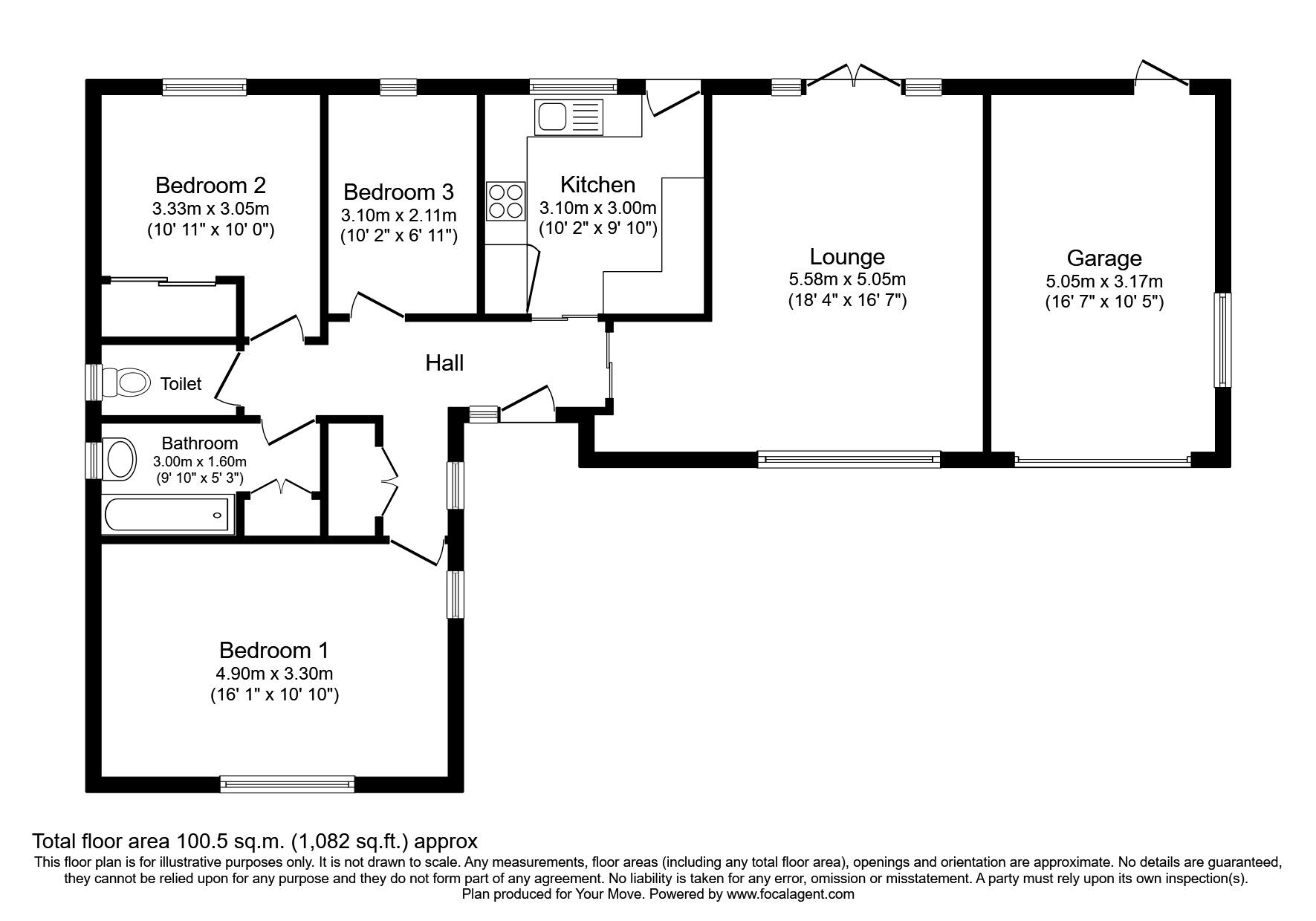 Floorplan of 3 bedroom Detached Bungalow for sale, Dart Avenue, North Hykeham, Lincolnshire, LN6