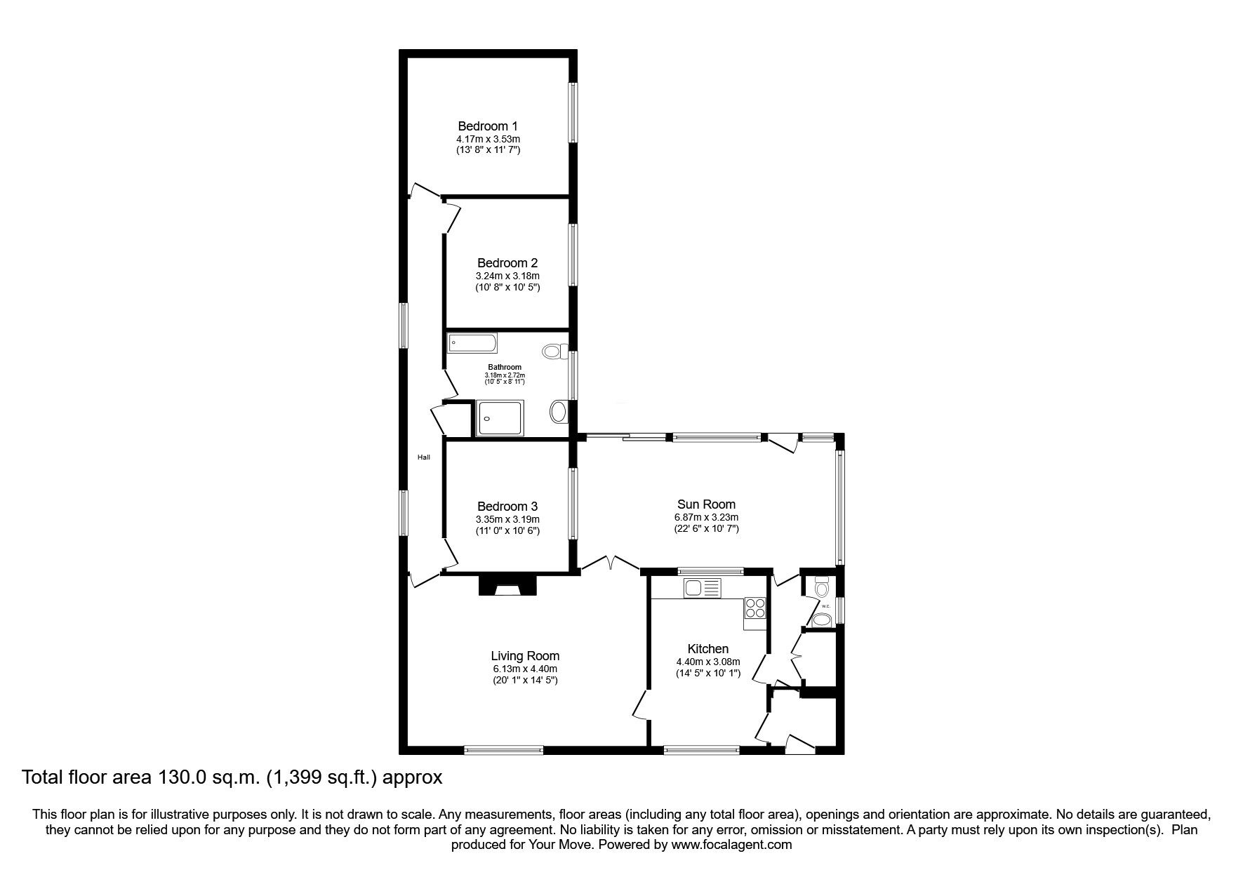 Floorplan of 3 bedroom Detached Bungalow for sale, Windermere Avenue, North Hykeham, Lincoln, LN6
