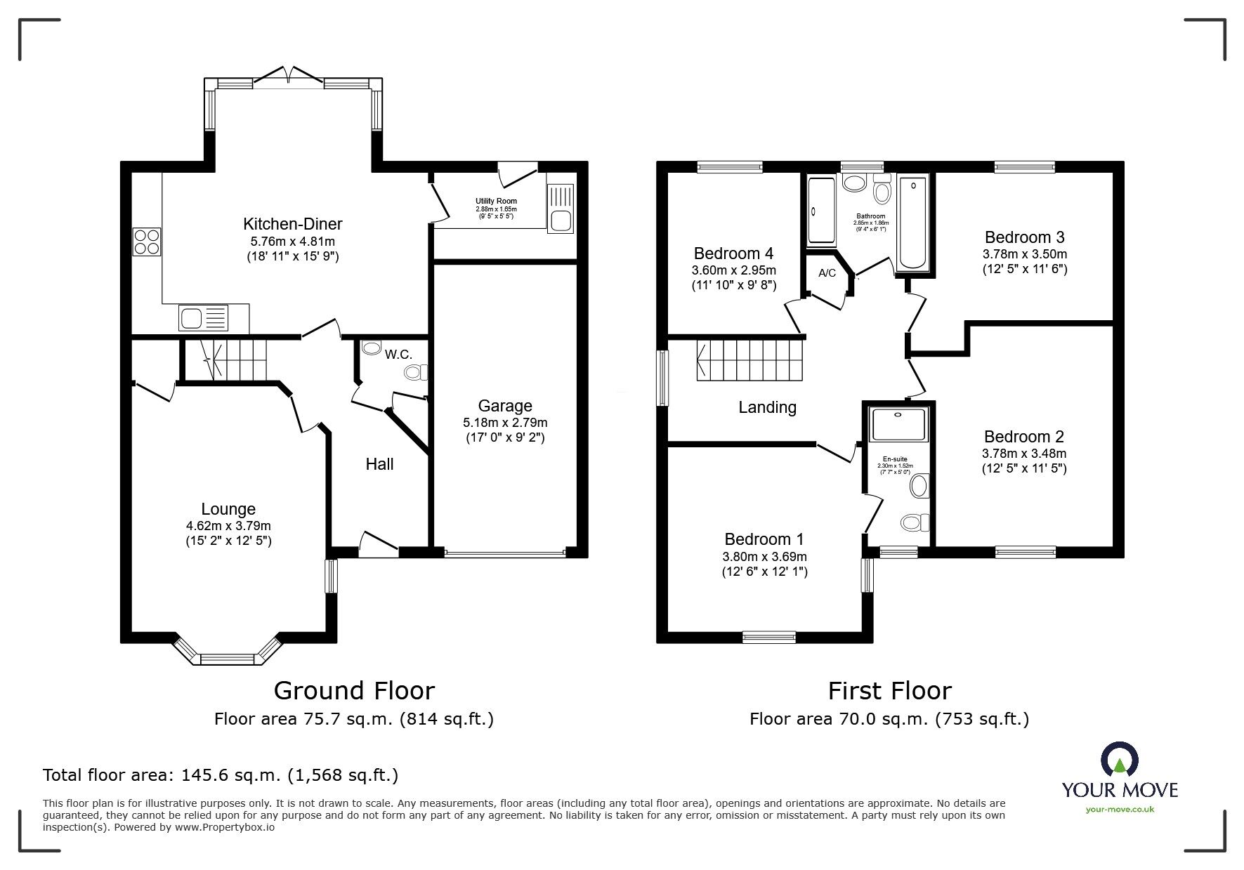 Floorplan of 4 bedroom Detached House for sale, Titus Way, North Hykeham, Lincolnshire, LN6
