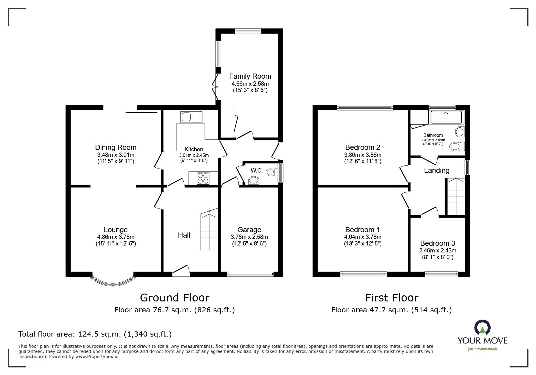 Floorplan of 3 bedroom Detached House for sale, Baildon Crescent, North Hykeham, Lincolnshire, LN6