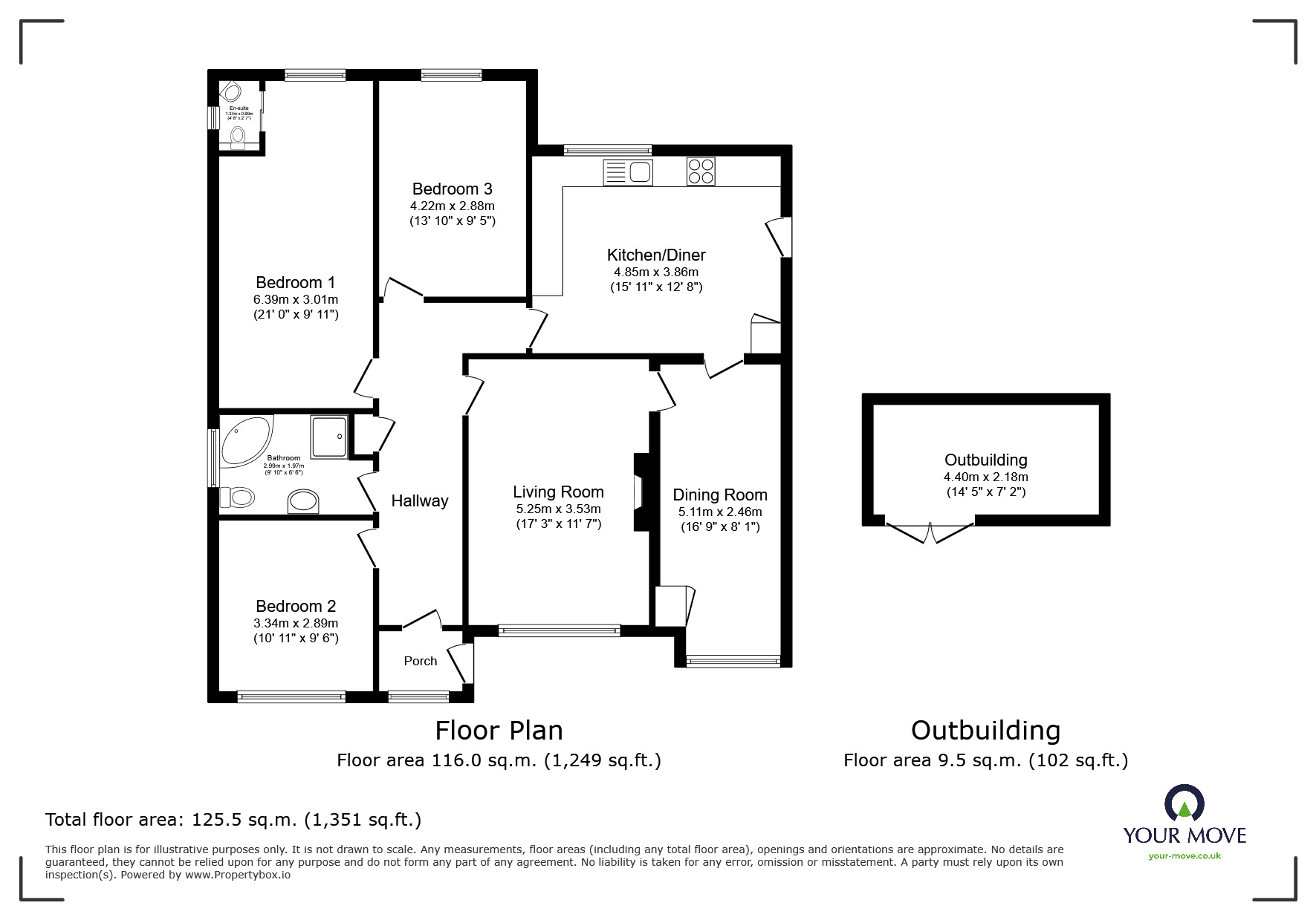 Floorplan of 3 bedroom Detached Bungalow for sale, Coniston Drive, North Hykeham, Lincolnshire, LN6