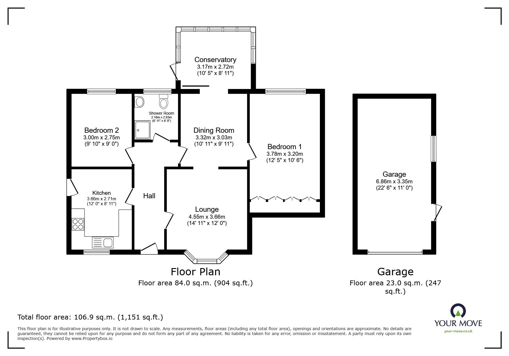 Floorplan of 2 bedroom Detached Bungalow for sale, Wyton Close, Lincoln, Lincolnshire, LN6