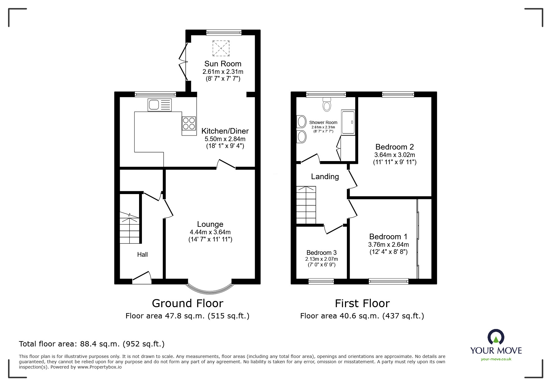 Floorplan of 3 bedroom Mid Terrace House for sale, Ravensmoor Close, North Hykeham, Lincolnshire, LN6