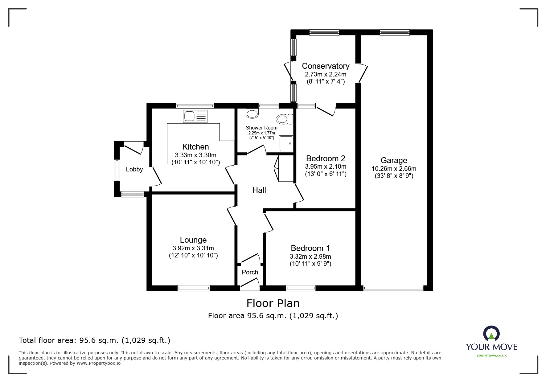Floorplan of 2 bedroom Detached Bungalow for sale, Robertson Road, North Hykeham, Lincolnshire, LN6