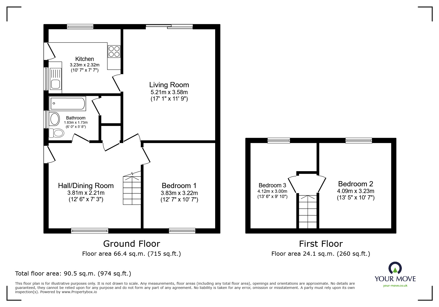 Floorplan of 3 bedroom Semi Detached Bungalow for sale, Matlock Drive, North Hykeham, Lincolnshire, LN6