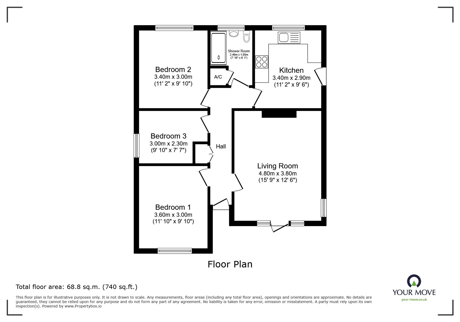 Floorplan of 3 bedroom Detached Bungalow for sale, Grantham Road, Waddington, United Kingdom, LN5
