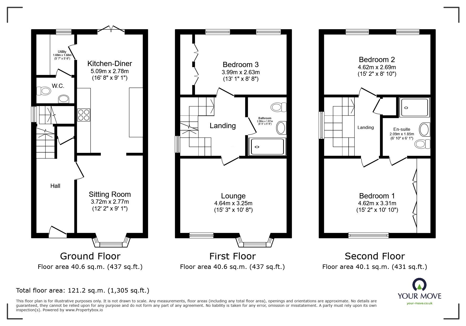 Floorplan of 3 bedroom Semi Detached House for sale, Leveret Chase, Witham St. Hughs, Lincolnshire, LN6