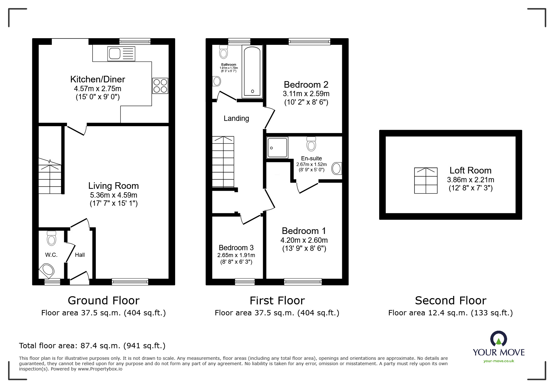 Floorplan of 3 bedroom Mid Terrace House for sale, Capito Drive, North Hykeham, Lincolnshire, LN6