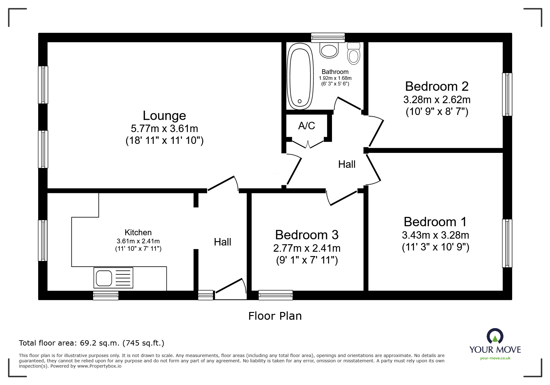 Floorplan of 3 bedroom Detached Bungalow for sale, Chapel Close, Reepham, Lincolnshire, LN3